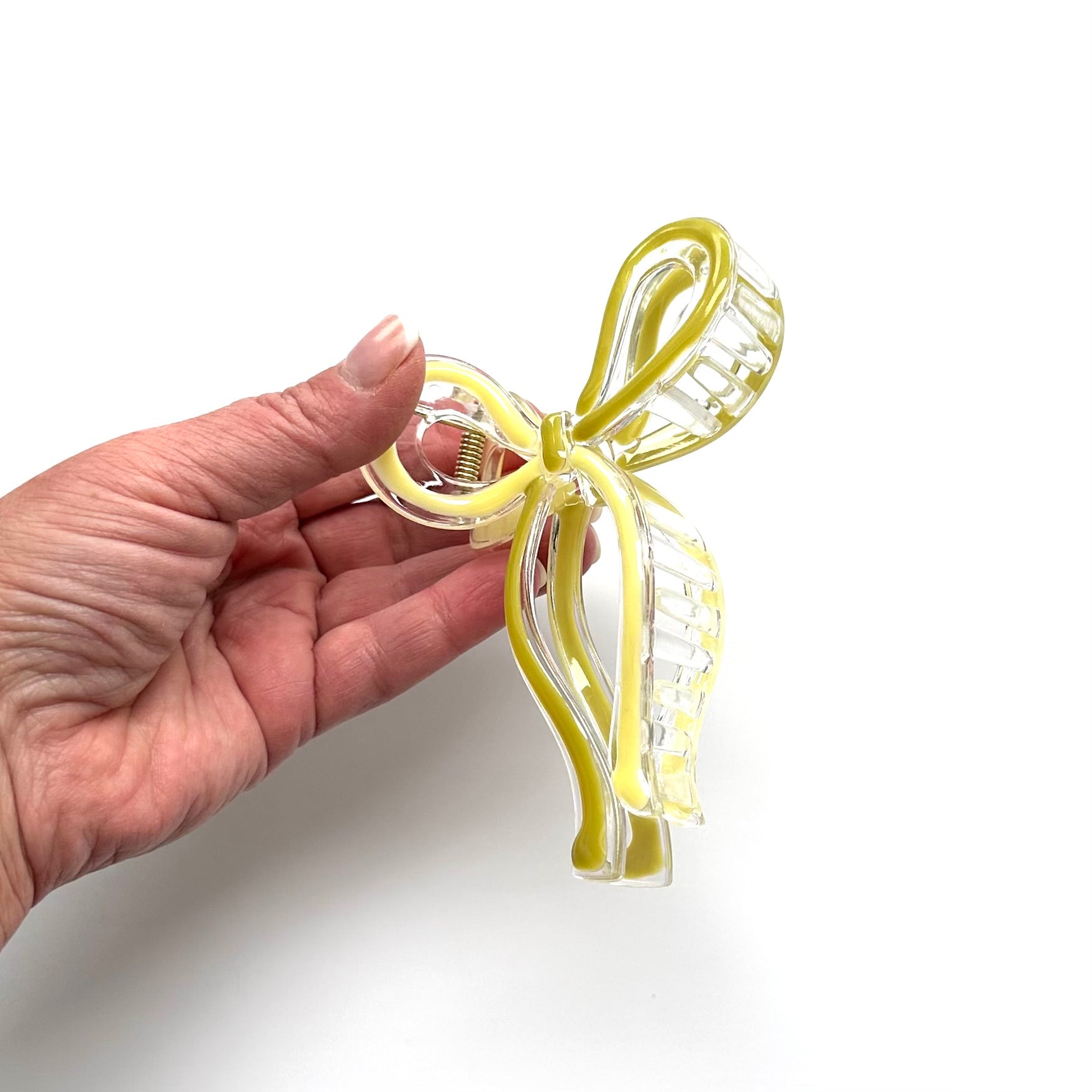 Bow Claw Hair Clip Yellow and Lime Wholesale