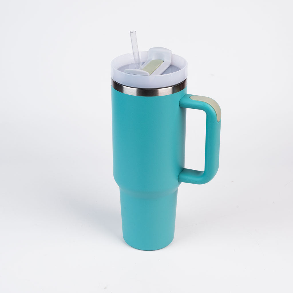 40 oz Stainless Steel Quencher with Straw and Handle