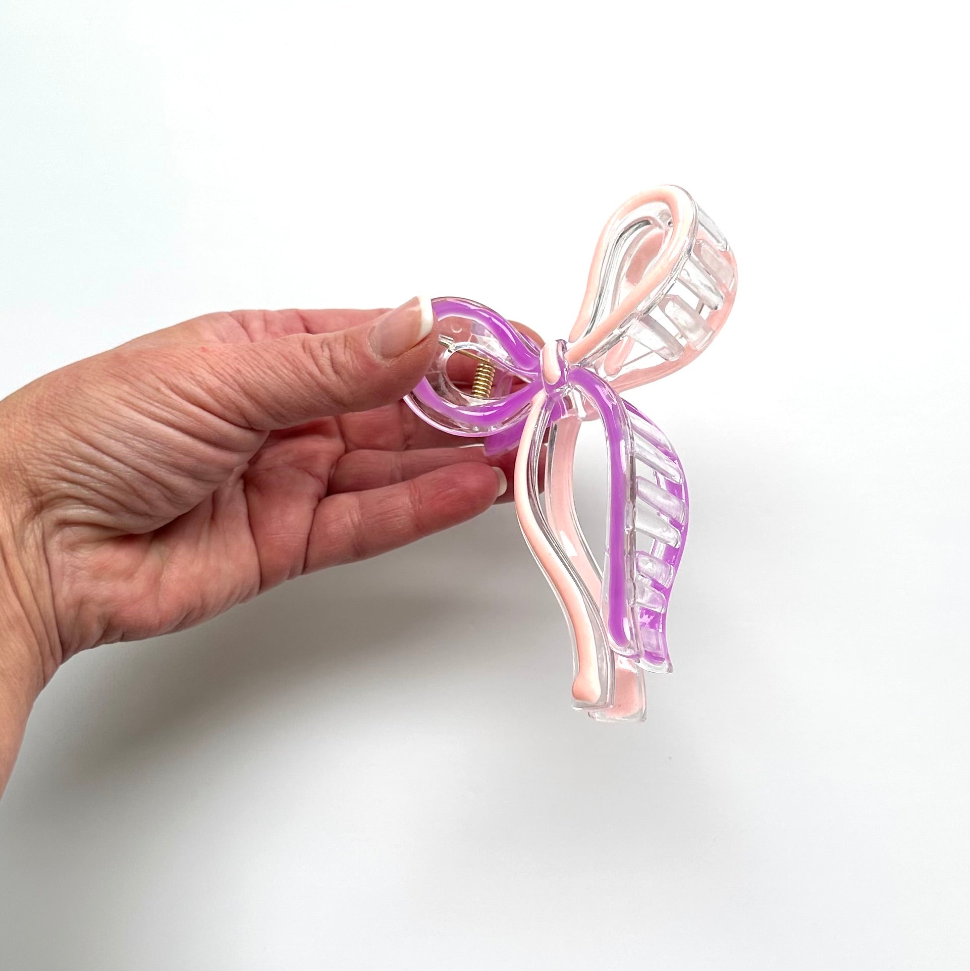 Bow Claw Hair Clip Lilac and Pink Wholesale