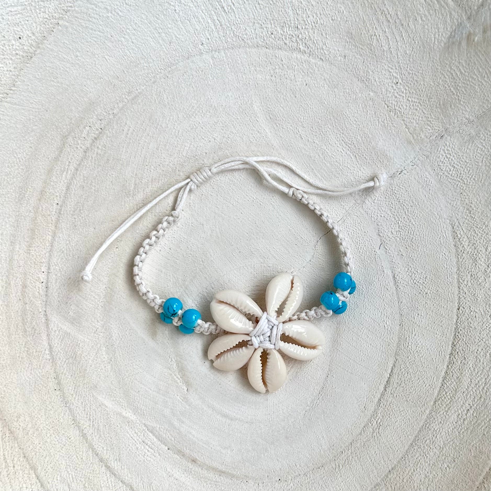 Cowrie Shell Kodi Flower Adjustable Boho Bracelet Blue Wholesale