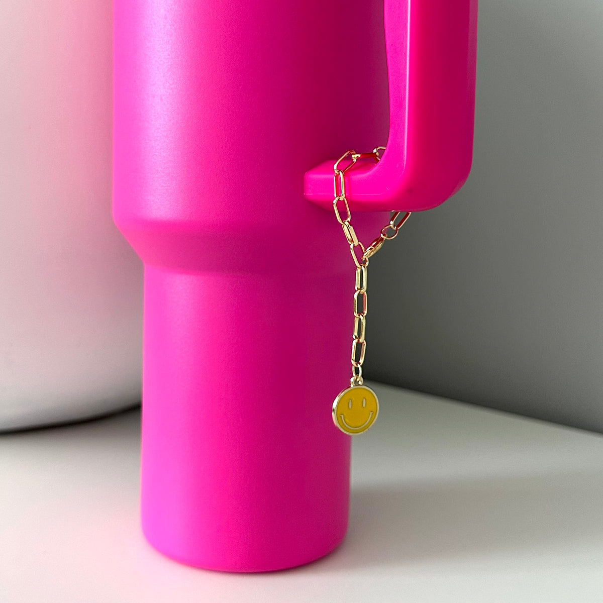 Tumbler Charm Accessories Gold Chain Smiley Face Yellow