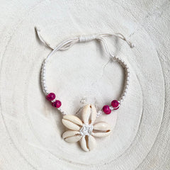 Cowrie Shell Kodi Flower Adjustable Boho Bracelet Pink Wholesale