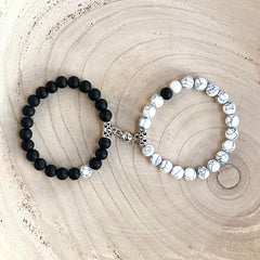 Magnetic Ball Charm Natural Stone Couple Matching Bracelet Wholesale