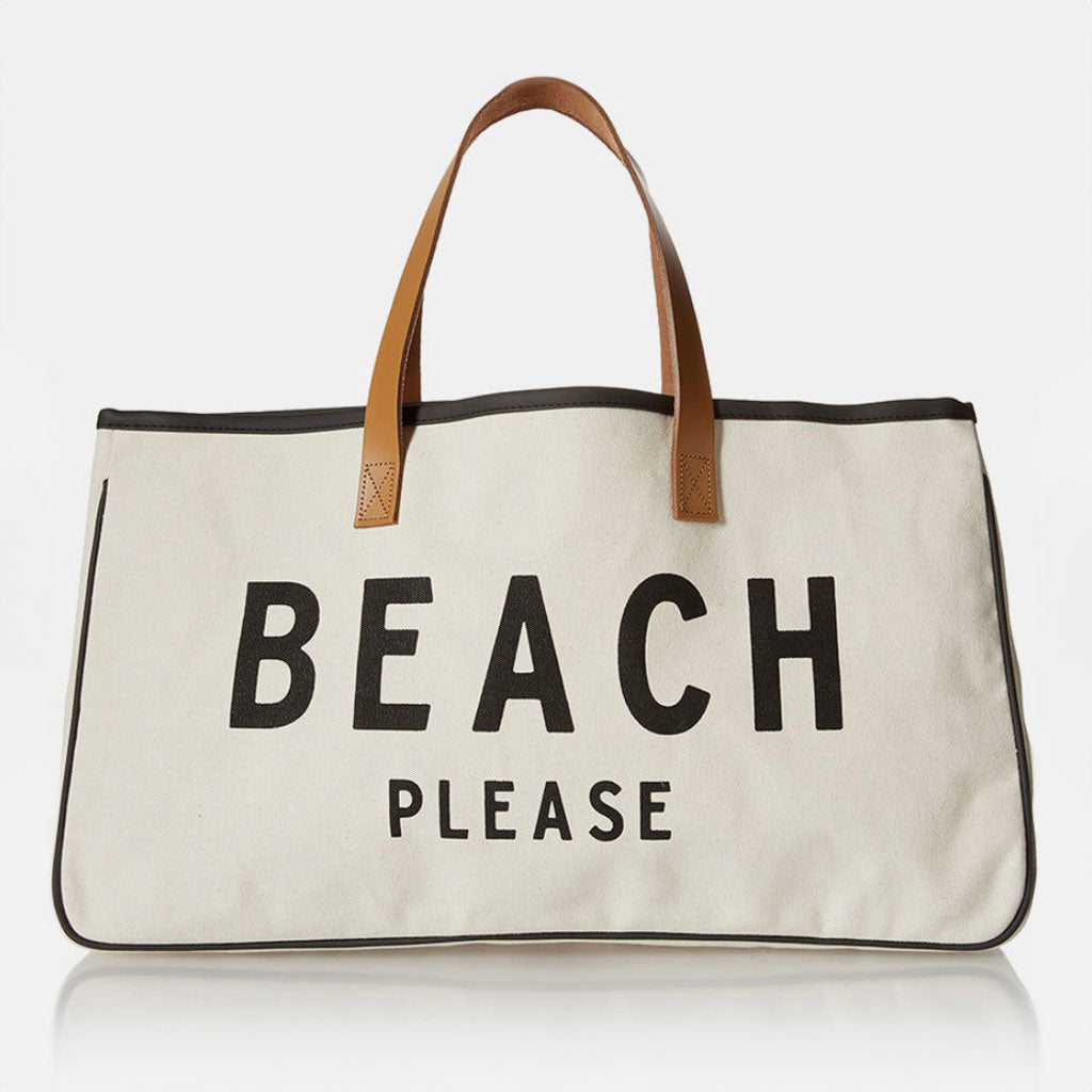 "Beach Please" Weekend Getaway Canvas Beach Bag Tote