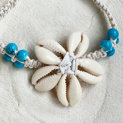 Cowrie Shell Kodi Flower Adjustable Boho Bracelet Blue Wholesale