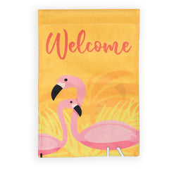 Garden Flag - "Welcome" Two Flamingos Wholesale