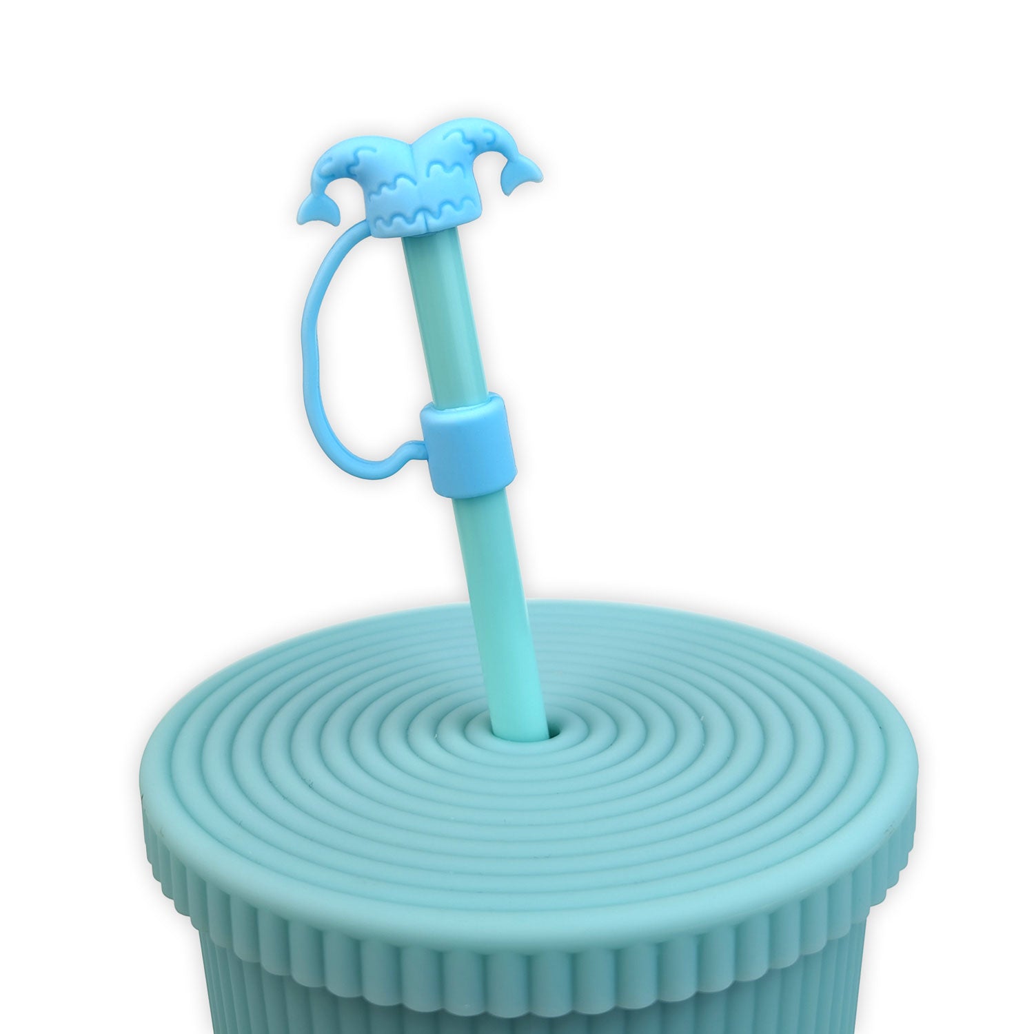 Mermaid Tail Silicone Straw Cover in Ocean Blue 7mm Wholesale
