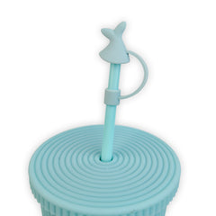 Whimsical Fish Tail Silicone Straw Cover - Aquatic Adventure Blue
