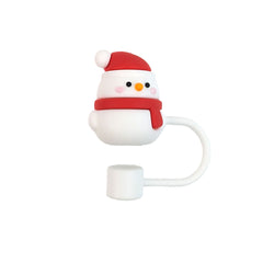 🎅 Snowy Cheer Silicone Straw Cover - Snowman Santa Edition ❄️