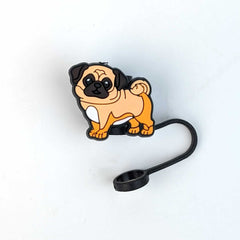 Pug Dog Silicone Straw Cover 10mm Wholesale