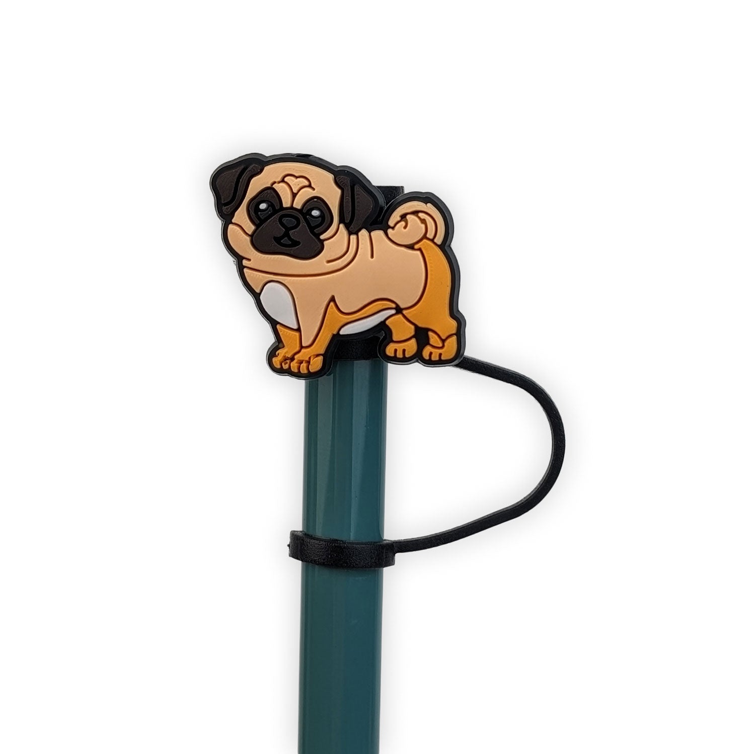 Pug Dog Silicone Straw Cover 10mm Wholesale