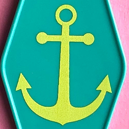 Motel Key Tag Fob - Turquoise Anchor Nautical Keychain Wholesale