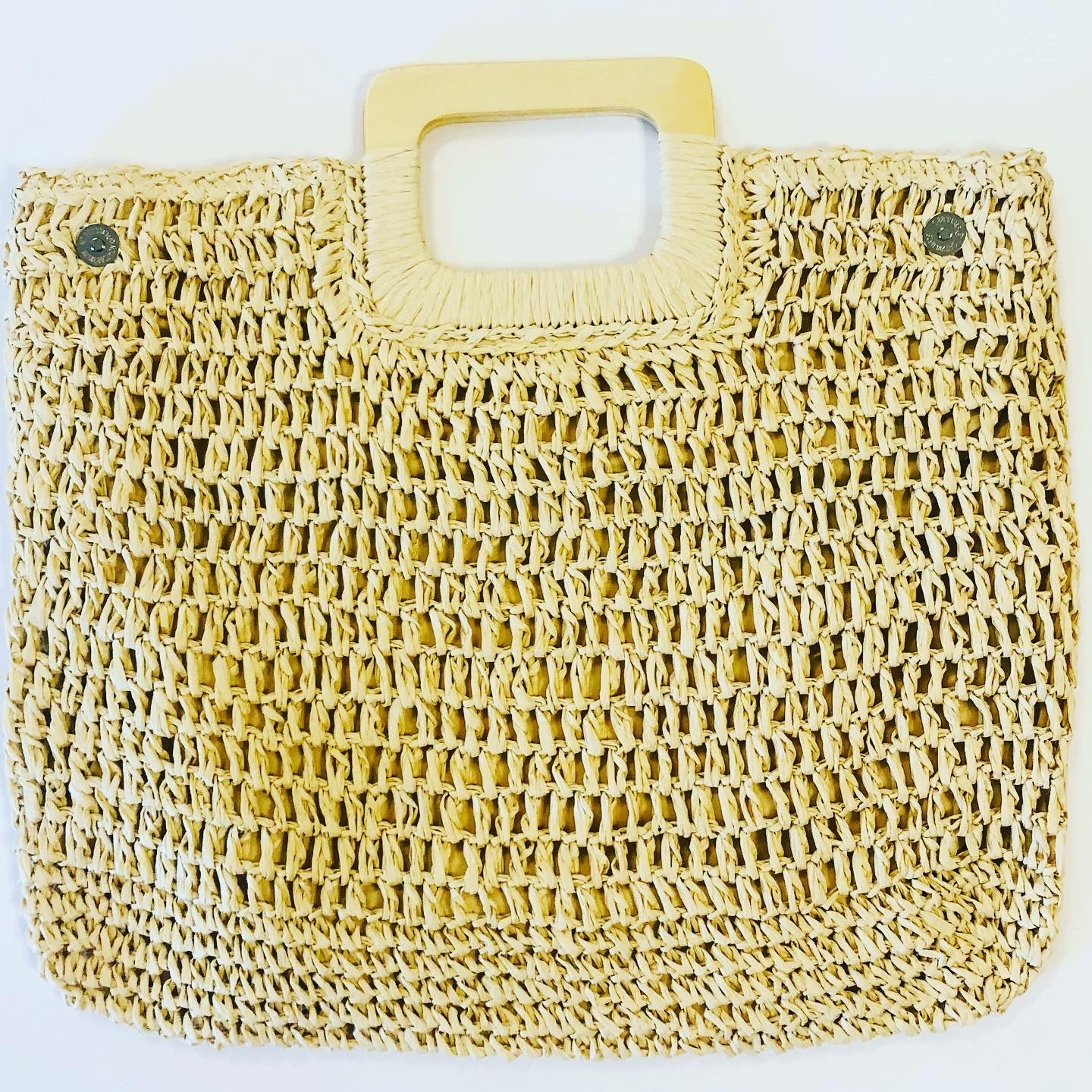 Raffia Paper Tote with Wooden Handles Wholesale
