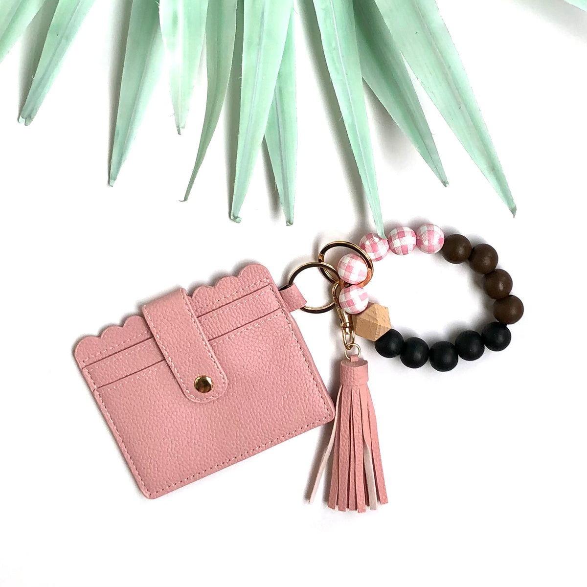 Keychain Wallet with Wristlet Bangle Bracelet Dusty Pink Wholesale