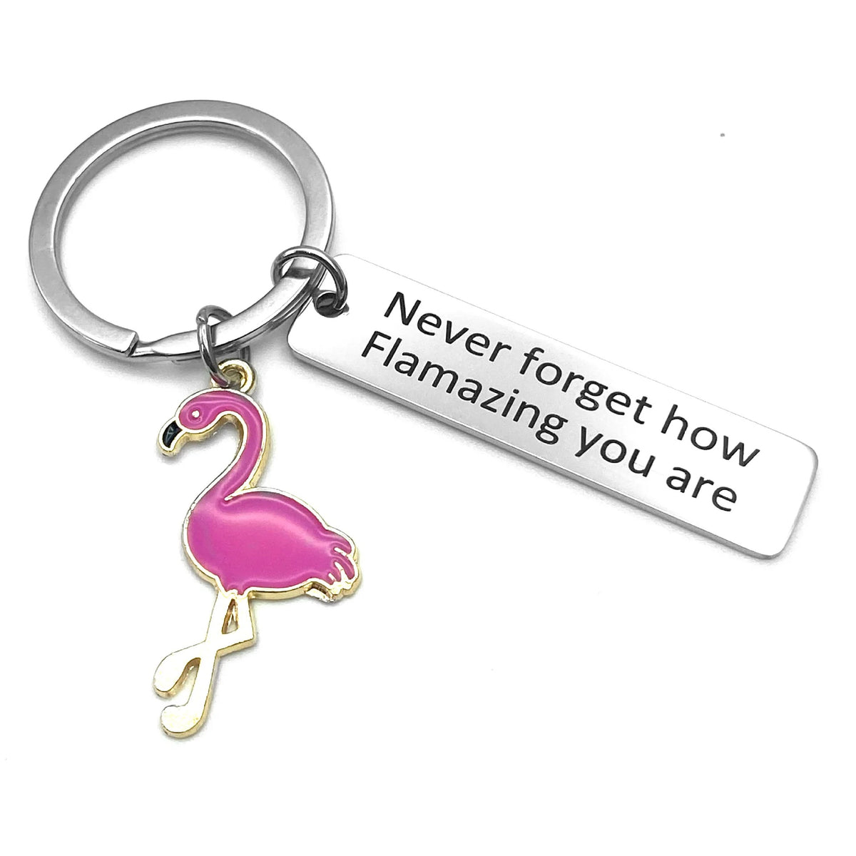 Flamingo Enamel Keychain with Key Tag Tropical Hot Pink Wholesale