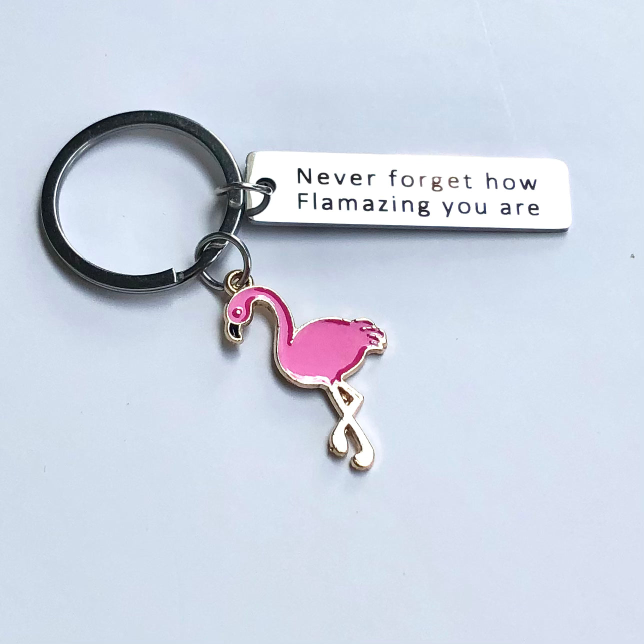 Flamingo Enamel Keychain with Key Tag Tropical Hot Pink Wholesale