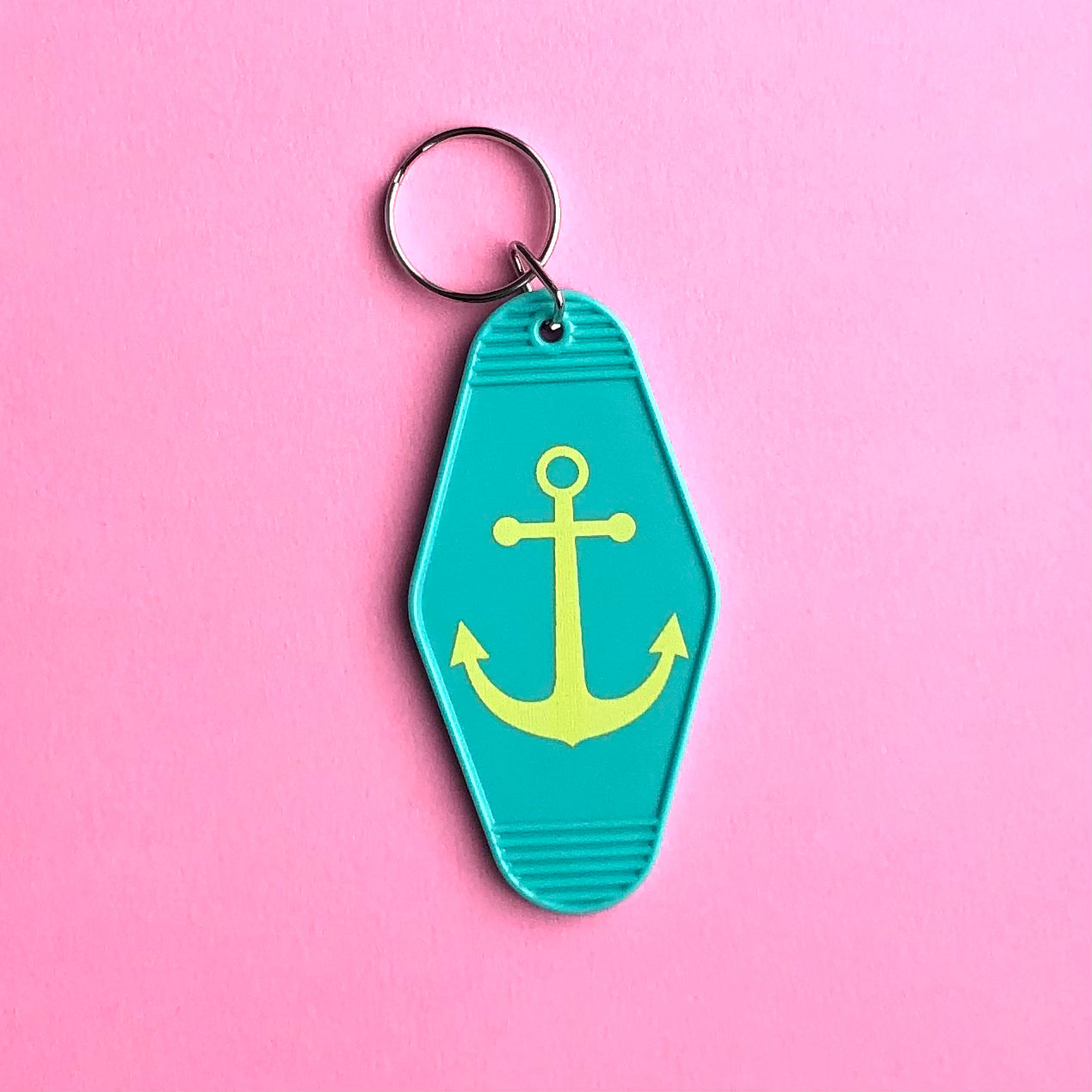 Motel Key Tag Fob - Turquoise Anchor Nautical Keychain Wholesale