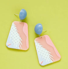 Acrylic Summer Vacation Earrings - Blue/Pink